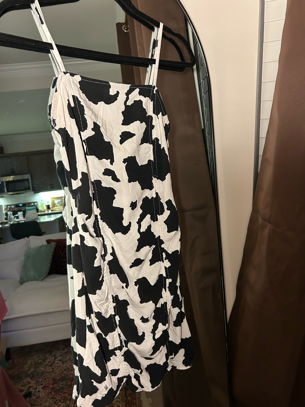 ASOS Black and White Cow-Print Mini Dress